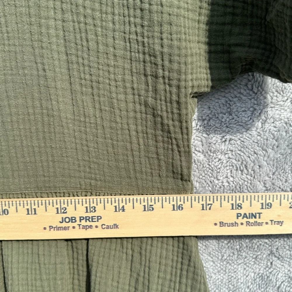 Madewell Olive Green Gauze Button Front Midi Dress XS Cotton Short Sleeve Pocket - Picture 8 of 9